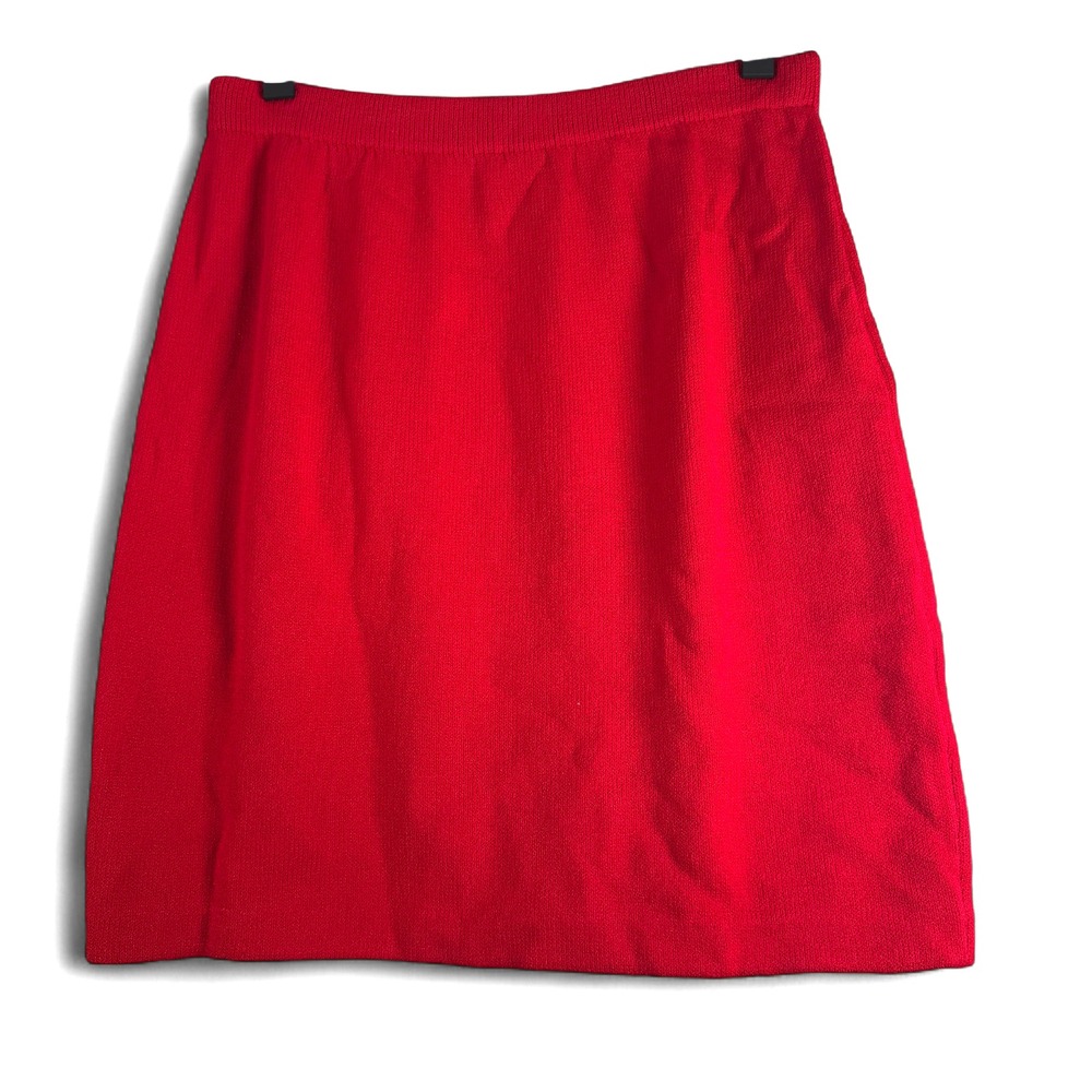 New St John Collection Womens Red Santana Knit Skirt Sz 12